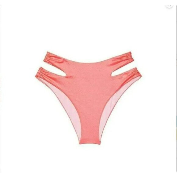 Victoria’s Secret Swim Wrap High‎ Waist Cheeky Bikini Bottom Metallic Pink - Picture 2 of 3